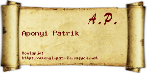 Aponyi Patrik névjegykártya